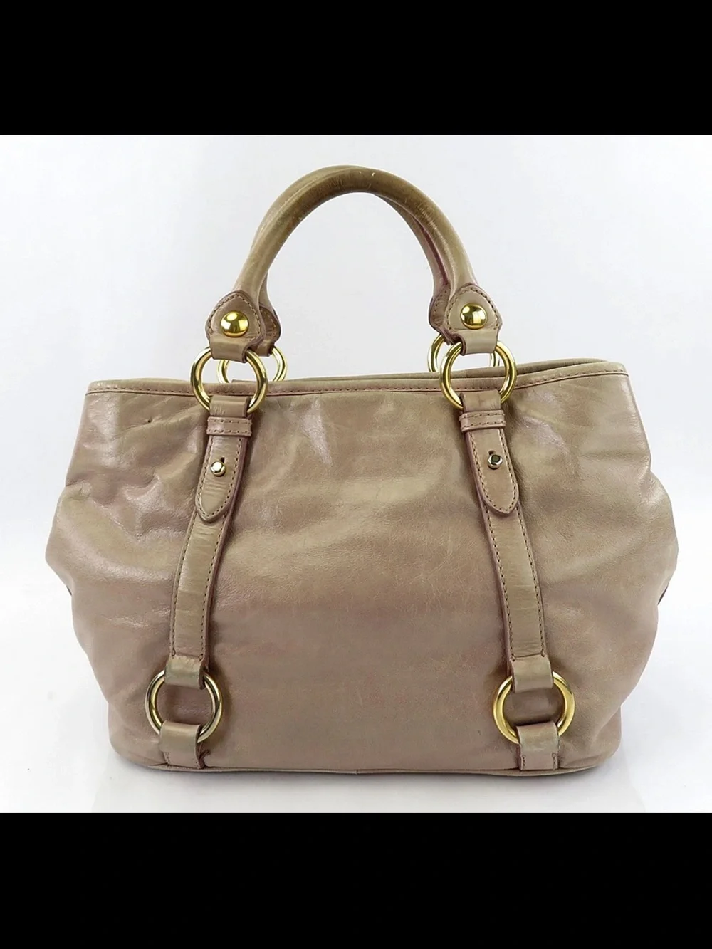 Miu Miu Taupe Leather Top-Handle Tote